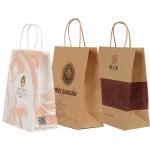 Printed Brown Kraft Paper Lunch Bags Packaging With Flat Paper Handle Supplier