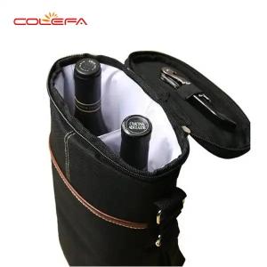 Wholesale Custom Black Carry 2 Bottle Packing Polyester Thermal Collapsible Wine Bottle Carrier Cooler Bag With Dividers from china suppliers