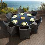 Modern luxury PE rattan dinning table chair waterproof outside patio dinning