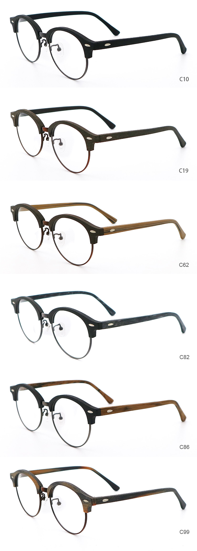 Handmade Wood Grain Glasses Wood Copy Acetate Eyeglass Frame MR 4246