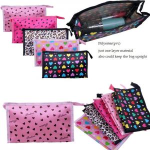 China Promotional Nylon Dots Printed Travel Cosmetic Bags / Cosmetic Train Cases on sale