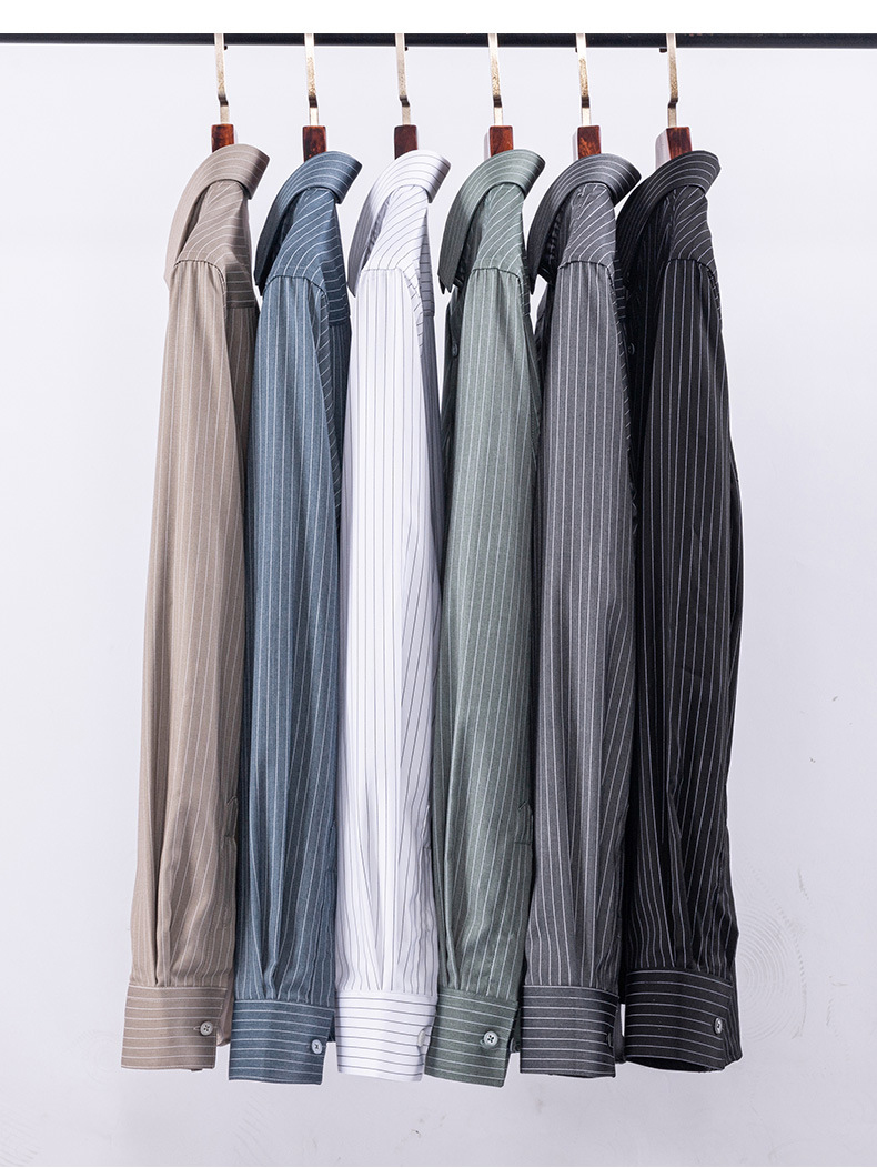 Comfortable Non-Iron Shirts LCBZ Men's Bamboo Fiber Printed Long Sleeve Casual Shirt