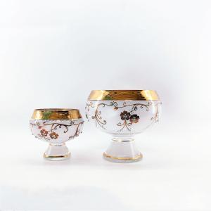 Wholesale Modern Large Glass Fruit Bowls Handcrafted With Piled Flower Pattern from china suppliers