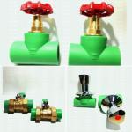 Brass Color Red Iron Handle Stop Valve High Flow Ppr Project Valves