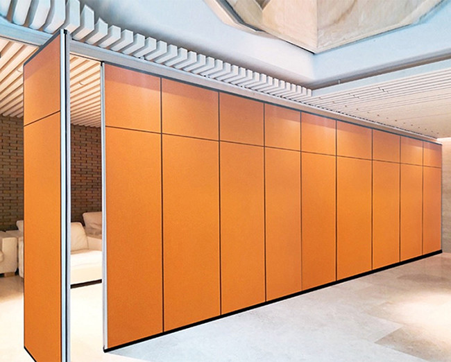3m High Foldable Movable Partition Wall Orange Color Fabric For Banquet Hall