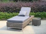 Foldable Rattan Sun Lounger , Outdoor Garden Cane Chaise Lounge Set