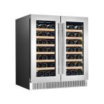 Fashion Dual Zone SS Double Glass Door Red Wine Cooler With 180L 68 Bottles