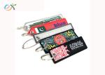 Embroidery Custom Woven Textile Logo Keychain With Gold Sewing , Long Time
