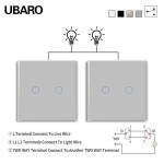 UBARO Grey Dual Touch Switch Manual Touch 2 Gang 2 Way Smart Light Switch Live