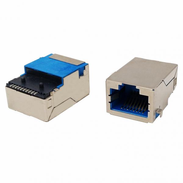 Quality 10/100 Base-T ultra low profile surface mount RJ45 connector with Transformer shielded without LED for sale
