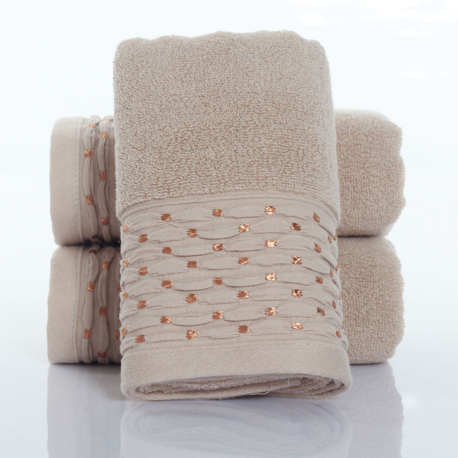 Striped Pattern 100% Cotton Thickened Absorbent Towels Soft Skin Friendly Quick Drying