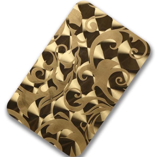 AISI 304 Gold 3D Laser Finish Stainless Steel Color Sheets For Wall Panel