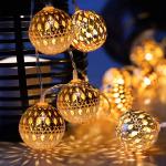 10/20/40/50leds Fairy Moroccan Hollow Metal Ball LED String Lights Battery