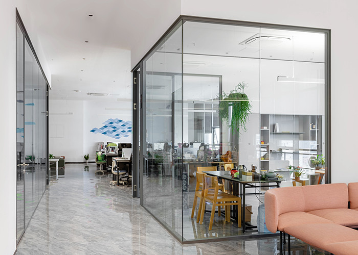 high professional office indoor partition wall solid glass panel steel keel strong single modular glass partition