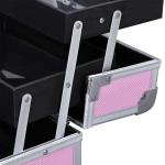 Portable Mini Makeup Vanity Case Organizer Box With Mirror 2 Trays Pink