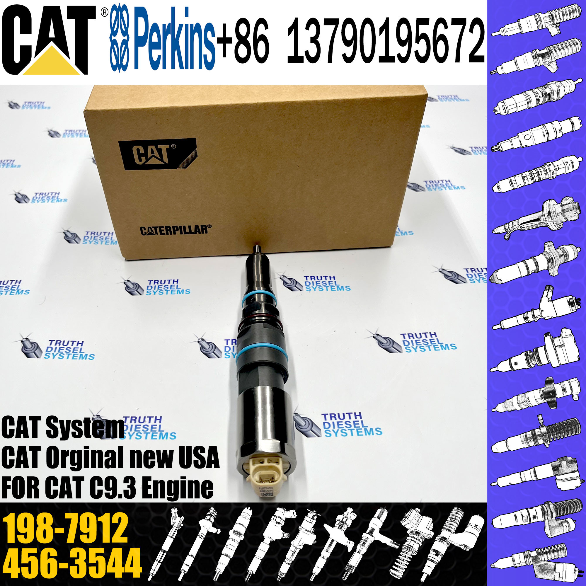 Excavator Engine parts diesel fuel injector 456-3579 456-3545 342-5487 10R-1267 fuel injectors 456-3579 for CAT C9.3