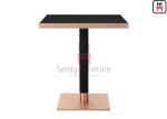 Square Contract Marble Meeting Wooden Dinning Table Dual Color Iron Base