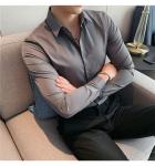 Viscose/Polyester/Spandex Formal Shirt for Men Professional Slim Fit Solid Color