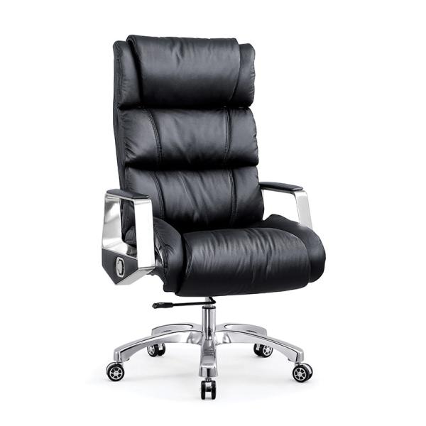 Boss Office Supplies Black High Back Office Chair GENUINE LEATHER and OEM for