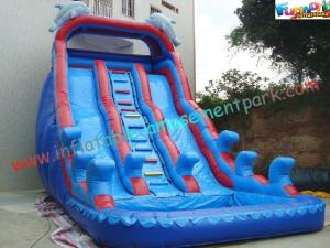 Wholesale Giant Dolphin Outdoor Inflatable Water Slides , Three Line Inflatable Water Slide Pool from china suppliers