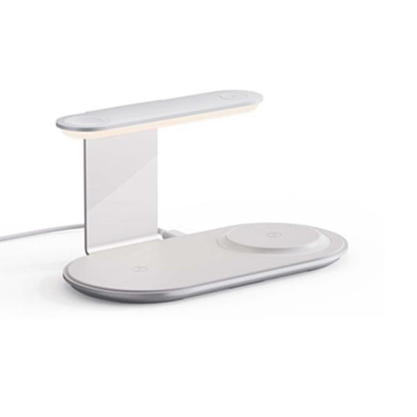 Aluminum Alloy 3-in-1 Night Light Wireless Charger Stand with 15W/10W/7.5W 5W