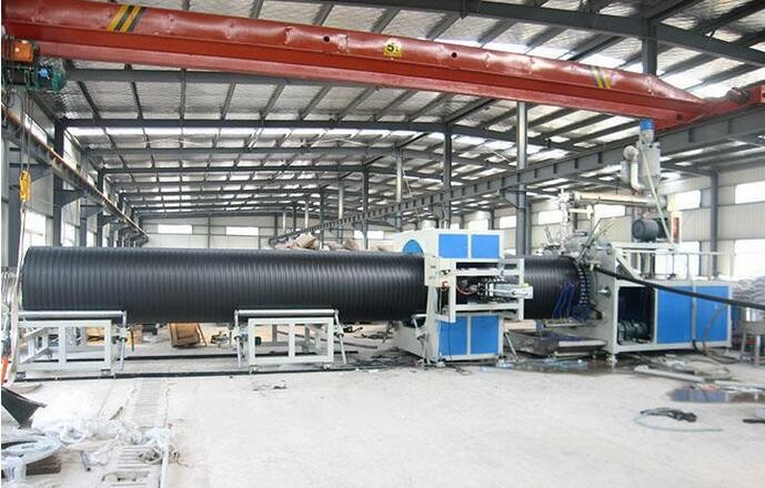 HDPE Plastic Extrusion Line With Sprial Wall Winding , PE HDPE Plastic Pipe Making Machine