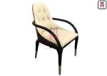 Curved Solid Wood Armrest Leather Modern Dining Chairs 0.38cbm Volume With Metal