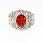 Solid 925 Silver Ring with 7x9mm Oval Created Amethyst Cubic Zirconia(JY037)