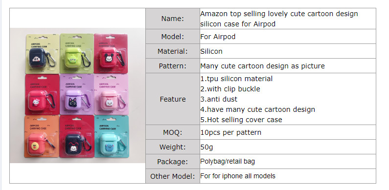 2019 Hot Selling Cover For airpod case cartoon 3D animal earphone covers For Airpods Case