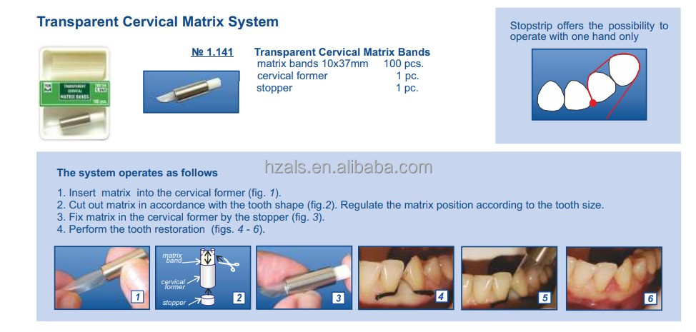 TOR VM 1.141 Transparent Cervical Matrix Bands 10x37mm Dental Restorative Materials with 1 Year Shelf Life and Stopper