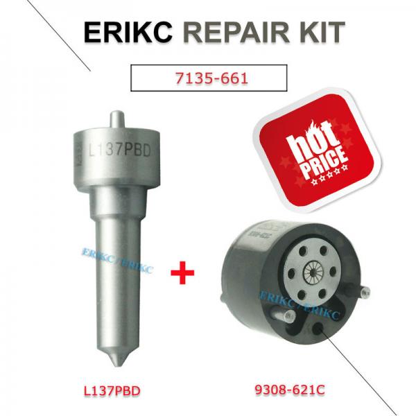 Quality ERIKC 7135-661 fuel injector repair kits set L137PBD + 9308-621C valve and nozzle 9308 621c for EJBR02901D EJBR03701D for sale