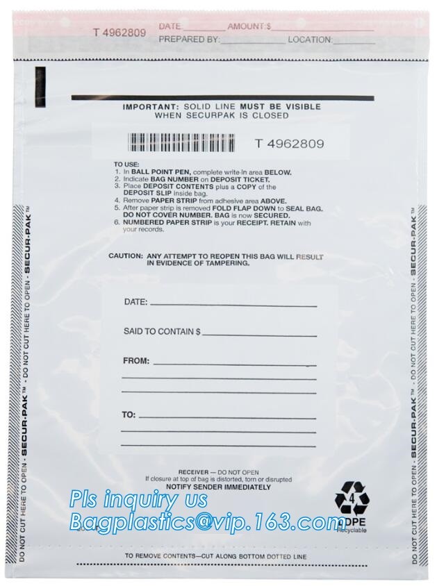 Bank Tamper Evident Security Bag/Secure Courier Bag Wholesaler/Clear Plastic Security Bags, Bank Cash Bag Polyester Bags