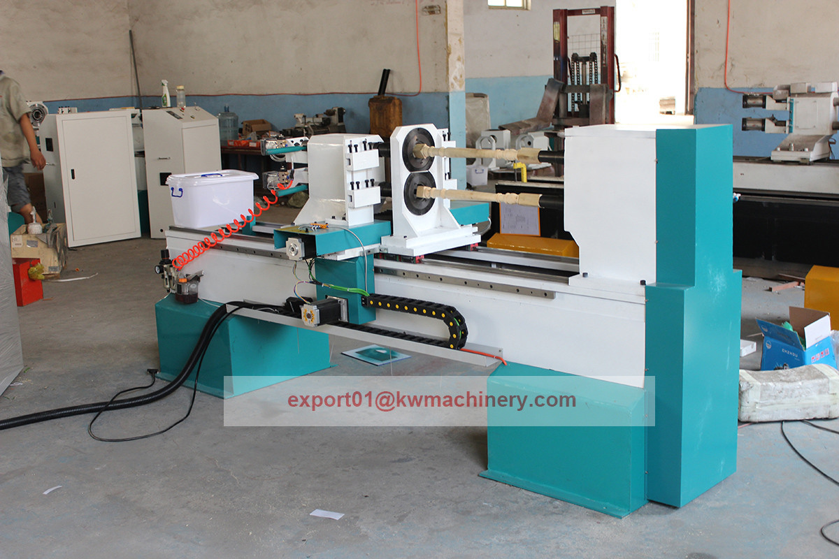 KC1530D CNC Wood Lathe wood turning lathe produce 2 products per time