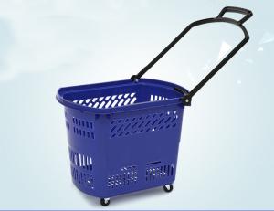 China Durable Rolling Plastic Shopping Basket With Wheels OEM / ODM Available on sale