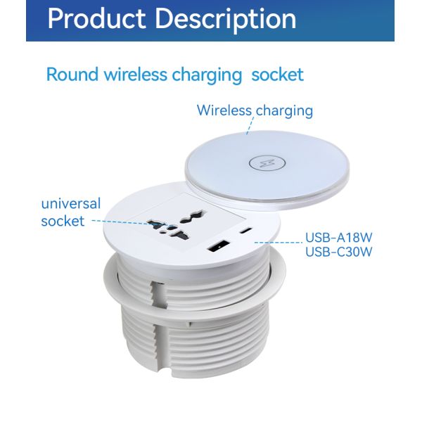 Hidden Power Grommet Fully Outlet 30W USB C For Office Home