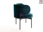 Red Velvet Upholstered Arm Chair With Black Painted Metal Frame