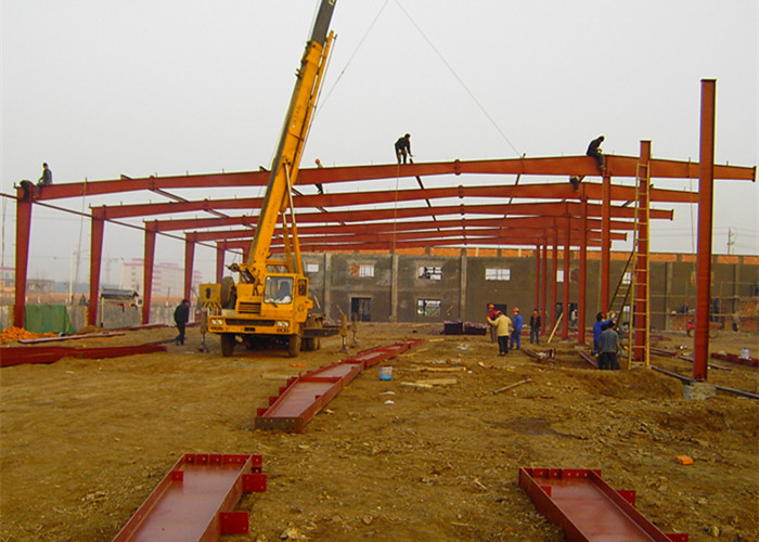 Iso9001 / Sgs Steel Warehouse Structure , Large Span Metal Frame Warehouse