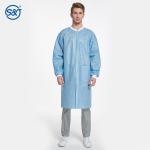 Manufacture Supplier Non woven SMS Disposable wear Lab Coat With Knit Cuffs and