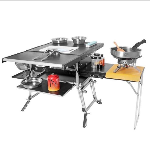 Aluminum Stainless Steel Folding Camping Table for Portable Kitchen in Car or