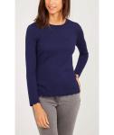 WOMEN'S 54% COTTON/44% MODAL/2% SPANDEX PULLOVER KNITTED STRIPE SWEATER WITH