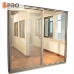 Aluminum Tempered Glass Entry Sliding Door Commercial Customized Size aluminium
