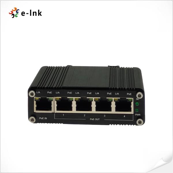 IP40 Industrial PoE Extender 1 Port 802.3bt PoE To 4 Port 802.3 Af / At Gigabit