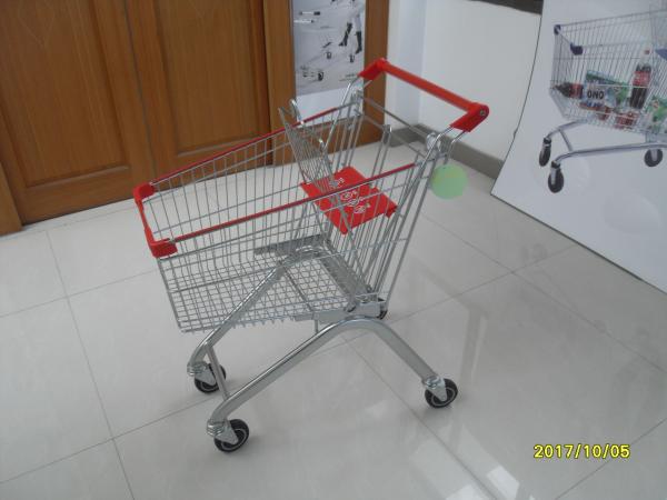 Quality Anti Theft Small Supermarket Shopping Carts 60L With Safe Baby Seat for sale