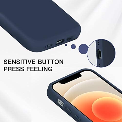 Full Protective Liquid Silicone iPhone 12 Case Built in Magnetic Ring (Supports MagSafe Wireless Charging) (Blue))