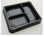 Black Grid Japanese Style Bento Meal Box Disposable Sushi Box Microwave PS/ops