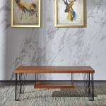 Wooden 17.32 Inch Spider Foot Coffee Table With Hanging Partitions