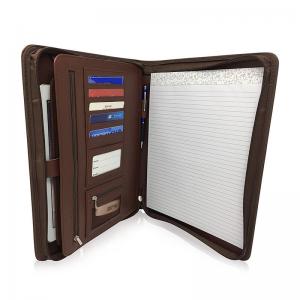China Personalized Leather Padfolio With Zipper , Professional Leather Business Padfolio on sale