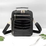 Genuine Crocodile Leather Men Small ZIP Handbag Authentic Alligator Belly Skin