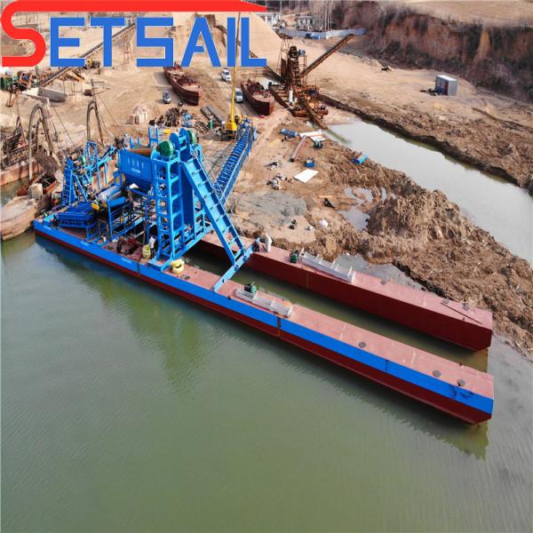 QHSD-27 Electric Motor Drive Chain Bucket Sand Gold Dredger for Diamond at