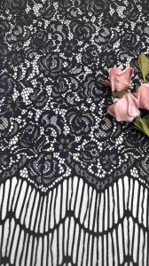 Wholesale Long Fringes Flowers Pattern Black Color High Quality Full Width Corded Lace Fabric For Fashin Women Cloth 140cm Width from china suppliers